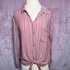 American Eagle Outfitters Womens Stripped Distressed Button Down Shirt Size S
